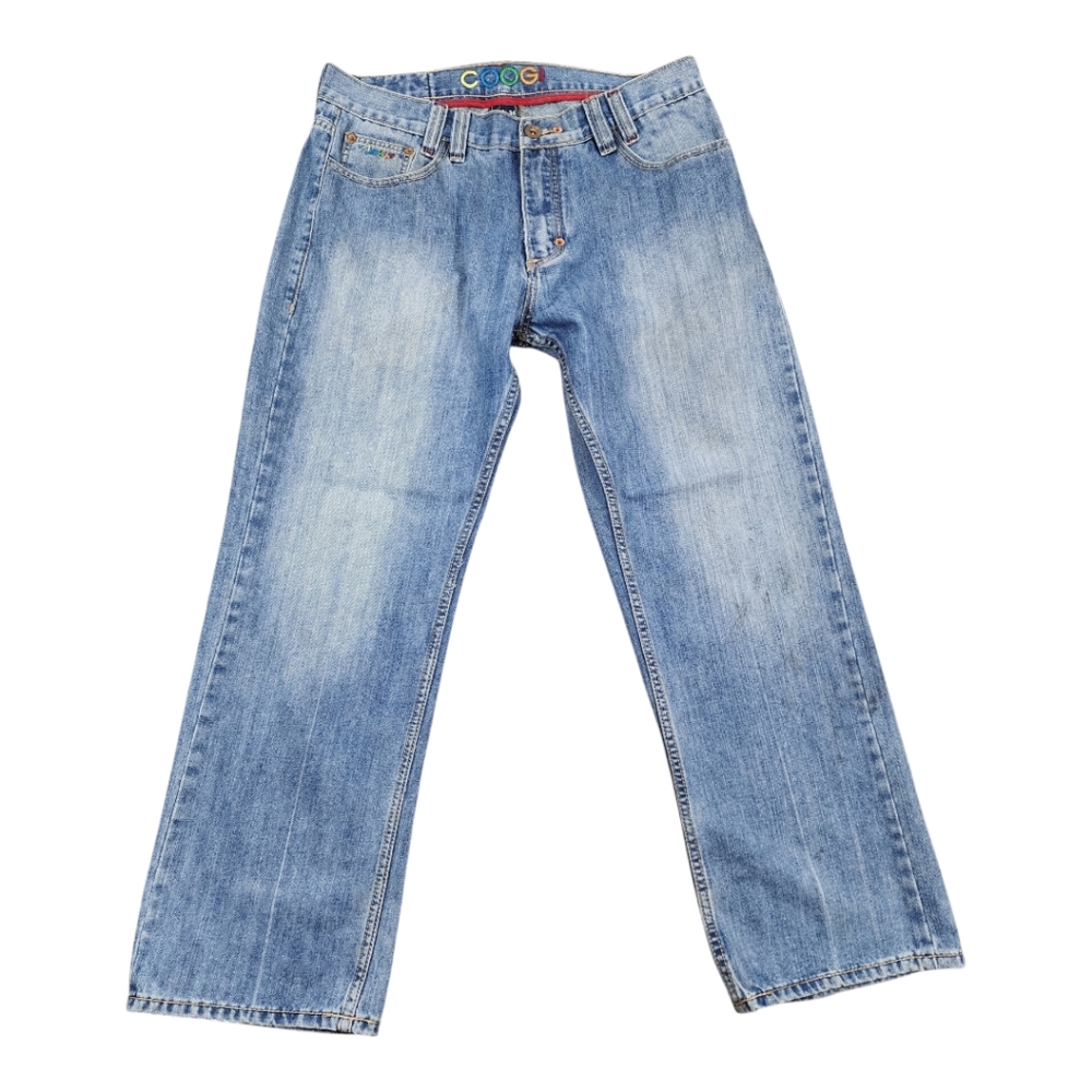 Vintage Y2K Coogi Relaxed Wide Leg Embroidered Jeans Size 36×34